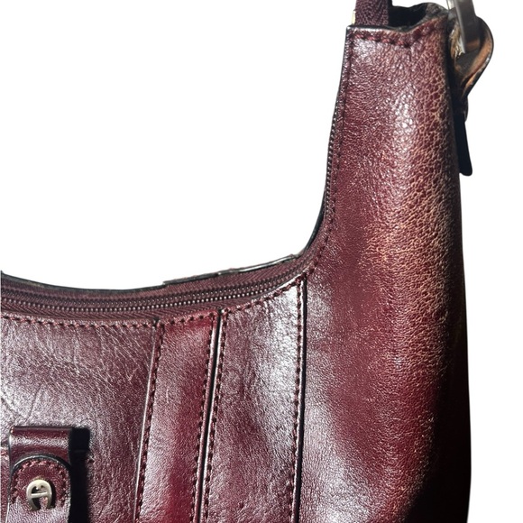 Etienne Aigner Burgundy Leather Hobo Bag - Picture 2 of 4